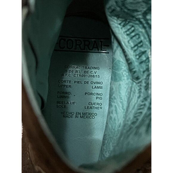 CORRAL Eudora Chocolate-Tan Lamb Abstract Short Top Boot Size 6.5 - Picture 12 of 14